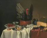 Stillleben mit Truthahnpastete by G. Vervoorn, oil on canvas, sold Sep 2023