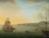 zugeschrieben Ansicht der Bucht von Neapel mit Schiffen im Vordergrund by Tommaso Ruiz, oil on panel, offered Sep 2023