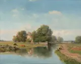 Holländische Landschaft in der Nähe von Haarlem by Pierre Thuillier, oil on canvas, sold Sep 2023