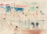 Badende in Rapallo by Vaszary János, 1934, pencil, sold Sep 2023