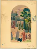 Figuren vor Säulen by Vaszary János, watercolor, offered Sep 2023