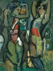 Tänzerinnen II by Walter Becker, 1964, oil on canvas, sold Sep 2023