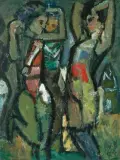 Tänzerinnen II by Walter Becker, 1964, oil on canvas, sold Sep 2023