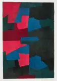 Composition rouge, bleue et noire by Serge Poliakoff, 1969, color lithograph, sold Sep 2023