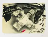X de Tissu by Antoni Tàpies, 1980, color lithograph, sold Sep 2023