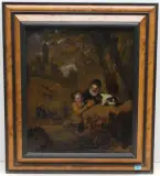Zwei Kinder mit Hund by Simon van der Does, 1696, oil on canvas, offered Sep 2023