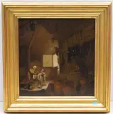 Interieur einer Scheune by Bartholomeus Molenaer, oil on panel, offered Sep 2023