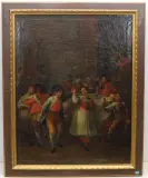 Tanz und Umtrunk in der Taverne by Süddeutsch, 18.Jh., oil on canvas, sold Sep 2023