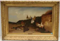 Coq et poules by Philibert Leon Couturier, oil on canvas, offered Sep 2023
