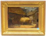 Intérieur de ferme bretonne by Louis-Marie Désiré-Lucas, oil on board, offered Sep 2023