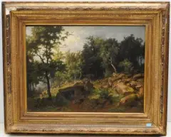 Waldlandschaft by Bernhard Fries, oil on canvas, offered Sep 2023