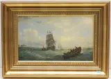 Schiffe auf offener See by William Adolphus Knell, oil on paper, offered Sep 2023
