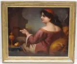 Musizierende junge Frau by John Eaton Walker, 1869, oil on canvas, offered Sep 2023