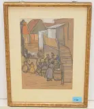 Wäscherinnen by Max Cramer, 1908, watercolor, sold Sep 2023