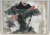 Frauenportrait by Ruth Schloss, color screenprint, sold Sep 2023