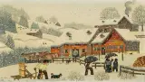 Es schneit by Albert Manser, oil on board, sold Sep 2023