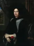 Umkreis Bildnis einer Dame mit Nelke und Brämihaube by Johannes Dünz, oil on canvas, offered Sep 2023