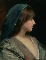 Portrait einer jungen Frau by Frédéric Dufaux, oil on canvas, sold Sep 2023