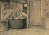 Die Käserei in der Vehfreude by Albert Anker, charcoal, offered Sep 2023