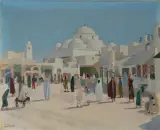 Place Bab Souika, Tunis by Niklaus Stoecklin, 1927, oil on canvas, sold Sep 2023