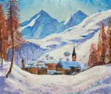St. Moritz mit Piz Albana und Piz Julier by Jean Lehmann, 1933, oil on canvas, sold Sep 2023