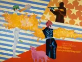 Hommage à Richard Lindner by Jakob Sollberger, oil, offered Sep 2023