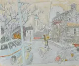 Strasse in Brione by Alois Carigiet, 1974, watercolor, sold Sep 2023