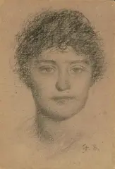 Frauenkopf by Karl Stauffer-Bern, charcoal, offered Sep 2023