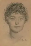 Frauenkopf by Karl Stauffer-Bern, charcoal, offered Sep 2023