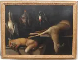 im Stil von Jagdstillleben by Albrecht Kauw, oil on canvas, sold Sep 2023