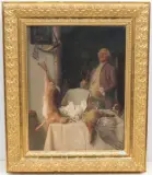 Jäger mit Beute by Xaver Schwegler, oil on canvas, sold Sep 2023