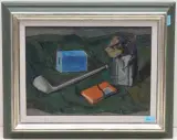 Stillleben mit Pfeife ("Stilleben III") by Paul Basilius Barth, 1942, oil on board, offered Sep 2023