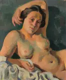 Torse accoudé, bras relevé by Wilhelm Gimmi, oil on canvas, offered Sep 2023