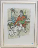 Jäger mit Hund by Alois Carigiet, 1978, color lithograph, sold Sep 2023