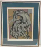 Pferde by Hans Erni, 1962, color lithograph, sold Sep 2023