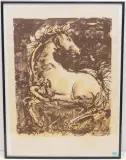 Pferd auf braunem Grund by Hans Erni, 1964, color lithograph, sold Sep 2023