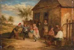 Nachfolger Tanz auf dem Dorfplatz by David d.J. Teniers, oil on panel, offered Jun 2023