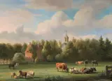 Weidende Kühe mit Schafen und Pferden by Jan van Ravenswaay, 1853, oil on canvas, sold Jun 2023