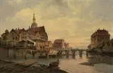 Der Delft zu Emden, Holland by Karl Kaufmann, oil on canvas, sold Jun 2023