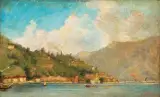 Luganersee an der Route von Gandria nach Porlezza by Gioachimo Galbusera, oil on panel, offered Jun 2023
