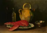 Stillleben mit Hummer by Marie Coignet, oil on canvas, sold Jun 2023