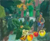 genannt Zawado (Wolhynien, Polen 1891–1982 Aix-en-Provence) Frau in einem Park, im Vordergrund ein Stillleben by Jan Waclaw Zawadowski, oil on canvas, offered Jun 2023