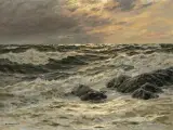 Findlinge in der Brandung by Patrick von Kalckreuth, 1956, oil on board, sold Jun 2023