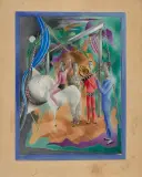 Zirkusszene by Serge Férat, gouache, offered Jun 2023