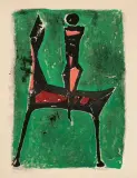 Cavalier fond vert by Marino Marini, 1957, color lithograph, offered Jun 2023