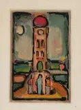 Les fleurs du mal" ("Paysage à la tour") by Georges Rouault, 1938, color etching, offered Jun 2023