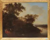 Flusslandschaft mit Staffage by Ottomar Hackius, 1661, oil on canvas, sold Jun 2023
