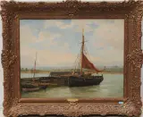 Barque de pêche sur la Dives, Calvados by Henri-Alexandre Collinet, oil on canvas, offered Jun 2023