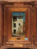 Ansicht eines Hauses by Antonino Leto, oil on panel, sold Jun 2023