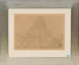 S. Maria della Salute mit drei Carnevalsfiguren by Paul Flora, 1985, lithograph, sold Jun 2023